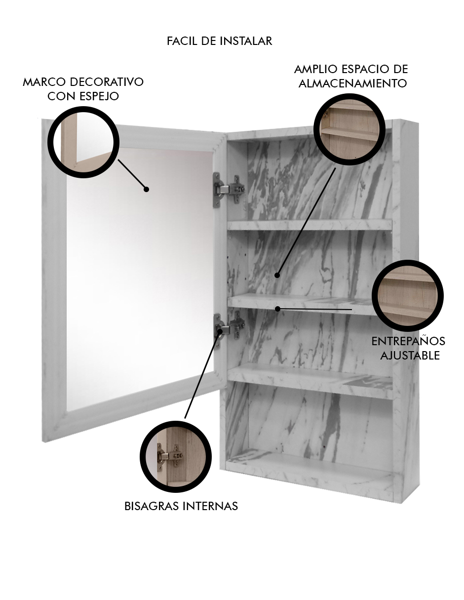 Foto 5 | Botiquin Para Baño Danbury Con Espejo Organizado