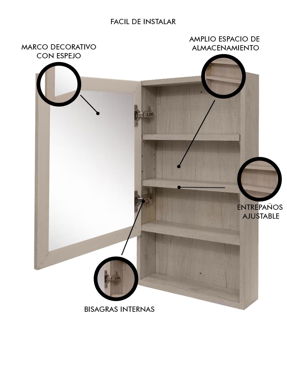 Foto 5 | Botiquin Para Baño Danbury Con Espejo Organizado