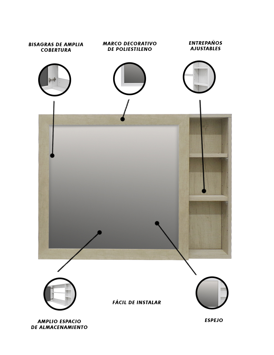 Foto 5 | Espejo Organizador de Baño Minimalista Eloise