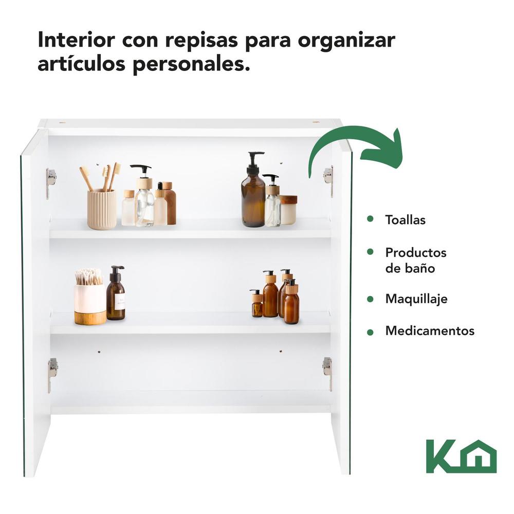 Foto 5 pulgar | Botiquin Con Espejo Para Baño Organizador 2 Puertas Gabinete
