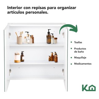 Foto 4 | Botiquin Con Espejo Para Baño Organizador 2 Puertas Gabinete