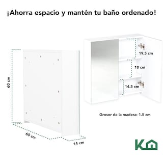 Foto 5 | Botiquin Con Espejo Para Baño Organizador 2 Puertas Gabinete