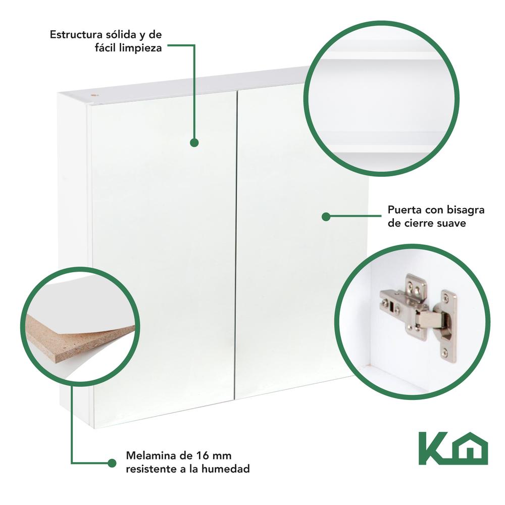 Foto 7 pulgar | Botiquin Con Espejo Para Baño Organizador 2 Puertas Gabinete