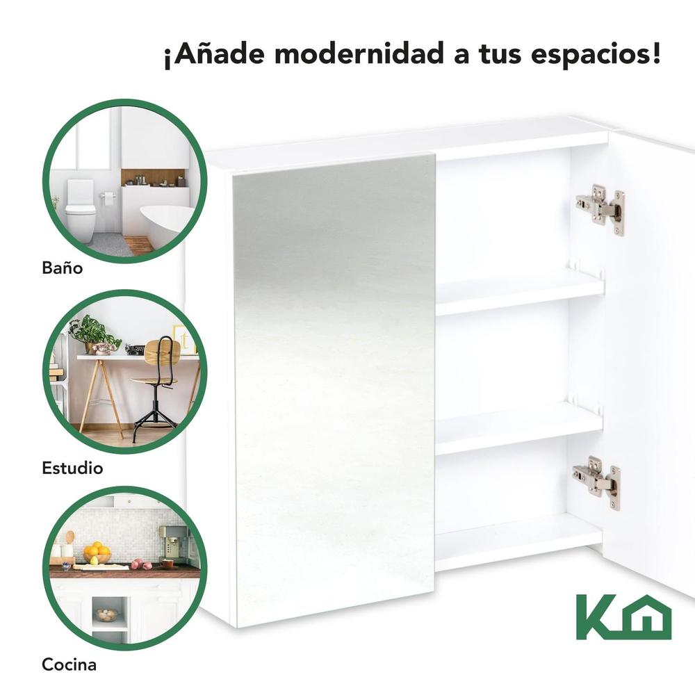 Foto 8 pulgar | Botiquin Con Espejo Para Baño Organizador 2 Puertas Gabinete