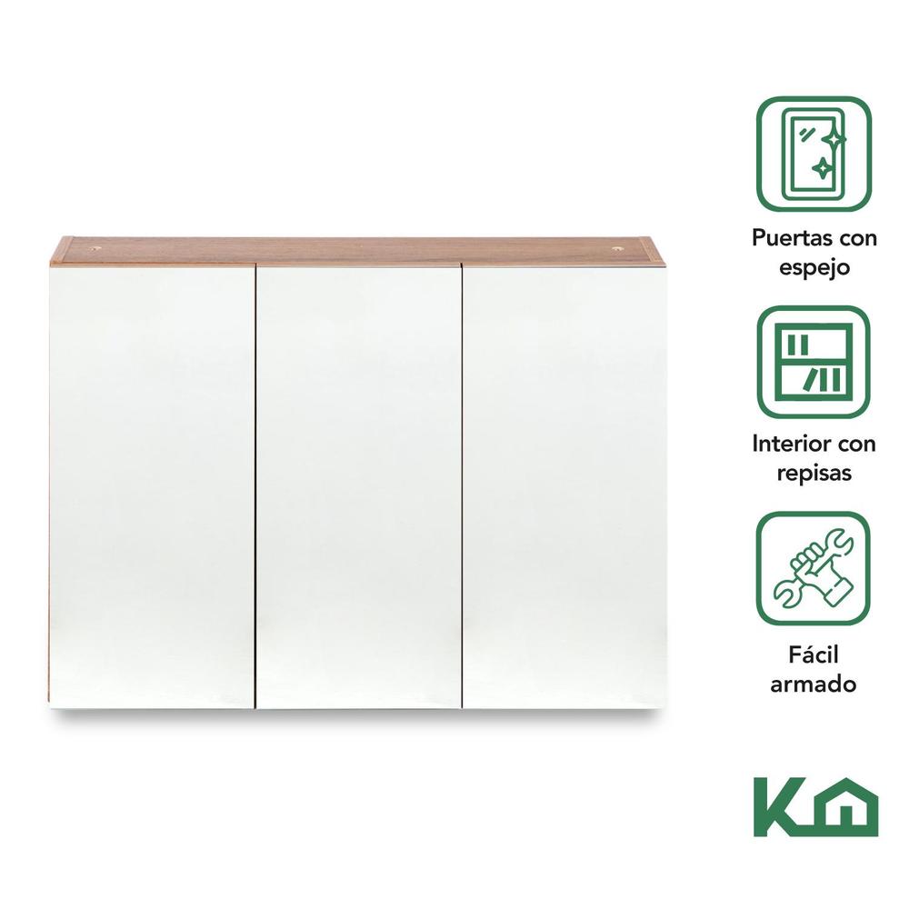 Foto 3 pulgar | Botiquin Con Espejo Para Baño Organizador 3 Puertas Gabinete