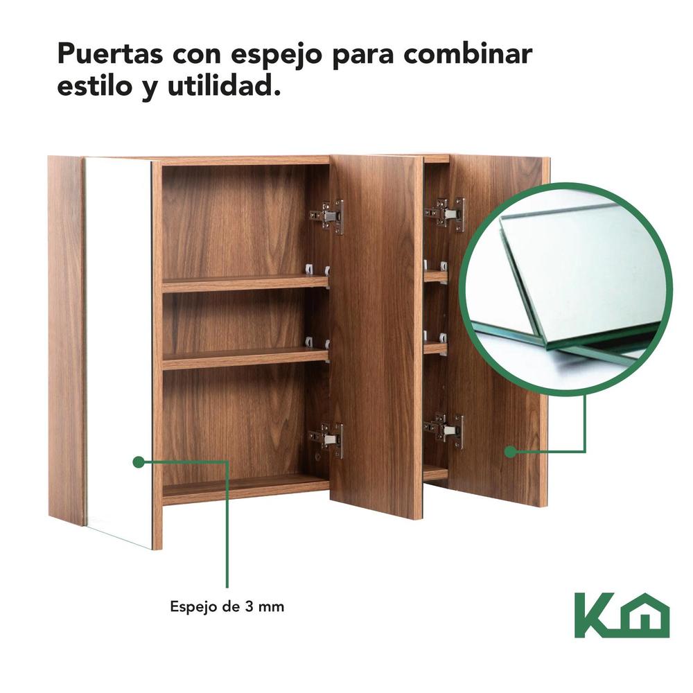 Foto 4 pulgar | Botiquin Con Espejo Para Baño Organizador 3 Puertas Gabinete