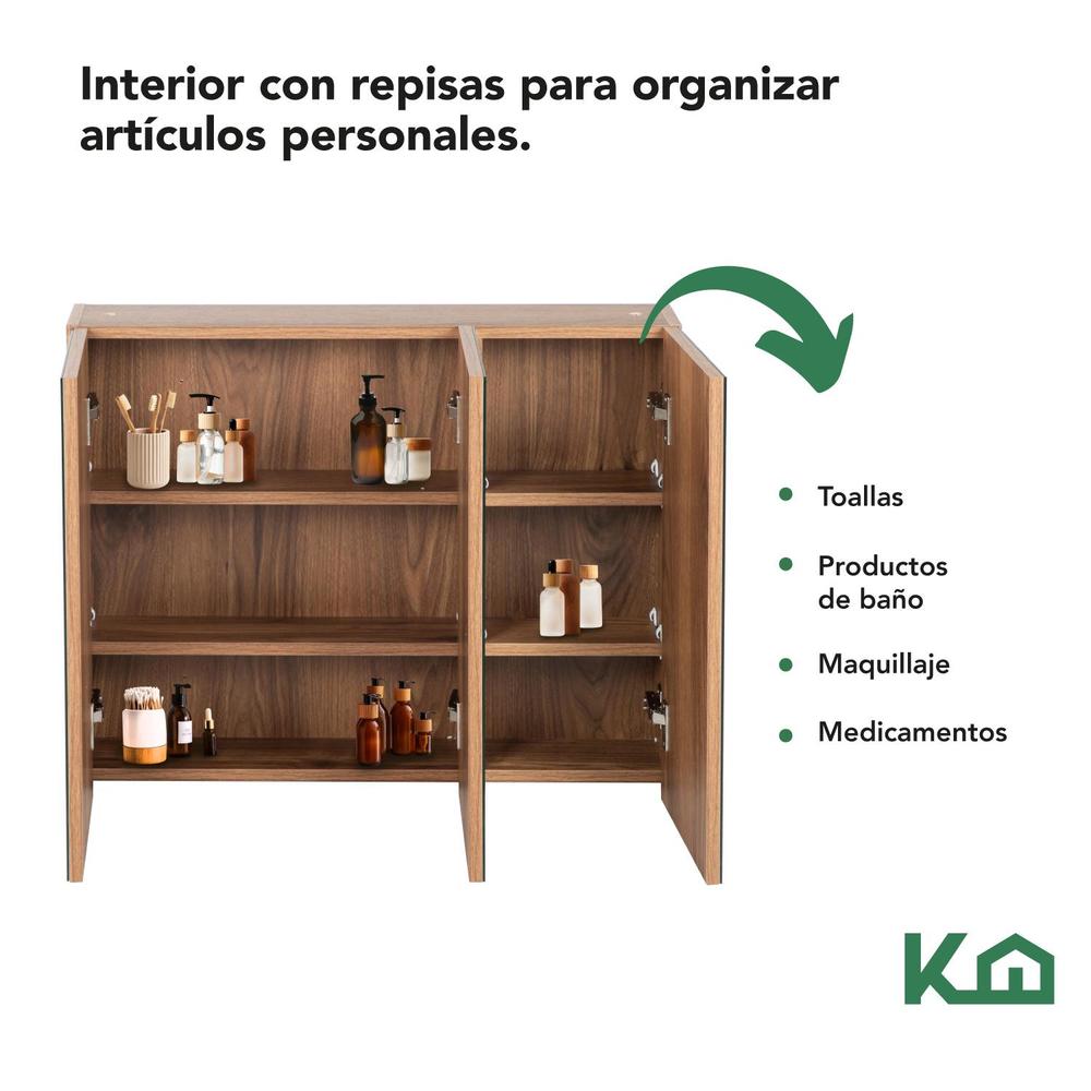 Foto 5 pulgar | Botiquin Con Espejo Para Baño Organizador 3 Puertas Gabinete