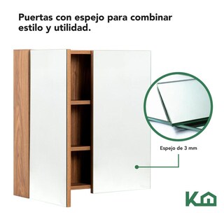Foto 3 | Botiquin Con Espejo Para Baño Organizador 2 Puertas Gabinete