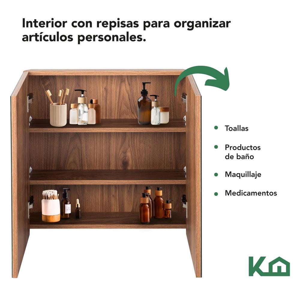 Foto 5 pulgar | Botiquin Con Espejo Para Baño Organizador 2 Puertas Gabinete
