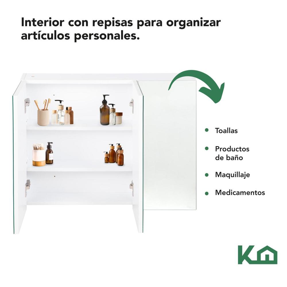 Foto 5 pulgar | Botiquin Con Espejo Para Baño Organizador 3 Puertas Gabinete
