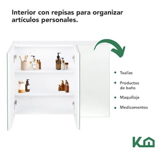 Foto 4 | Botiquin Con Espejo Para Baño Organizador 3 Puertas Gabinete