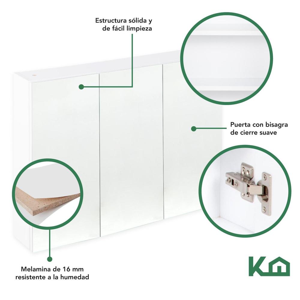 Foto 7 pulgar | Botiquin Con Espejo Para Baño Organizador 3 Puertas Gabinete
