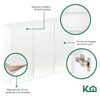 Foto 6 | Botiquin Con Espejo Para Baño Organizador 3 Puertas Gabinete