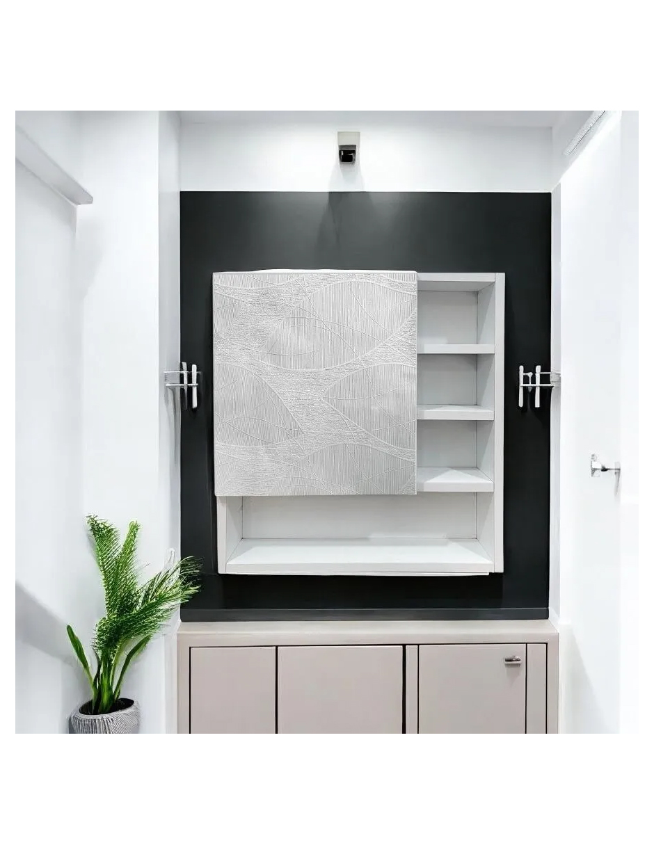 Foto 4 | Botiquin Repisa Mdf 50cm Pared Organizador Baño Blanco Hoja