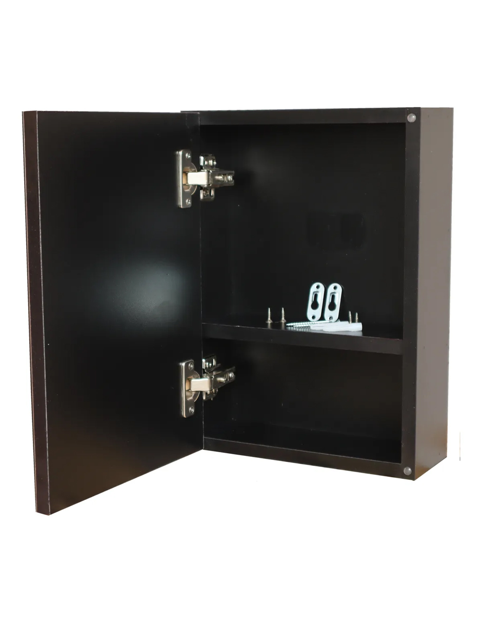 Botiquin Repisa Mdf 40cm Pared Organizador Baño Espejo Negro