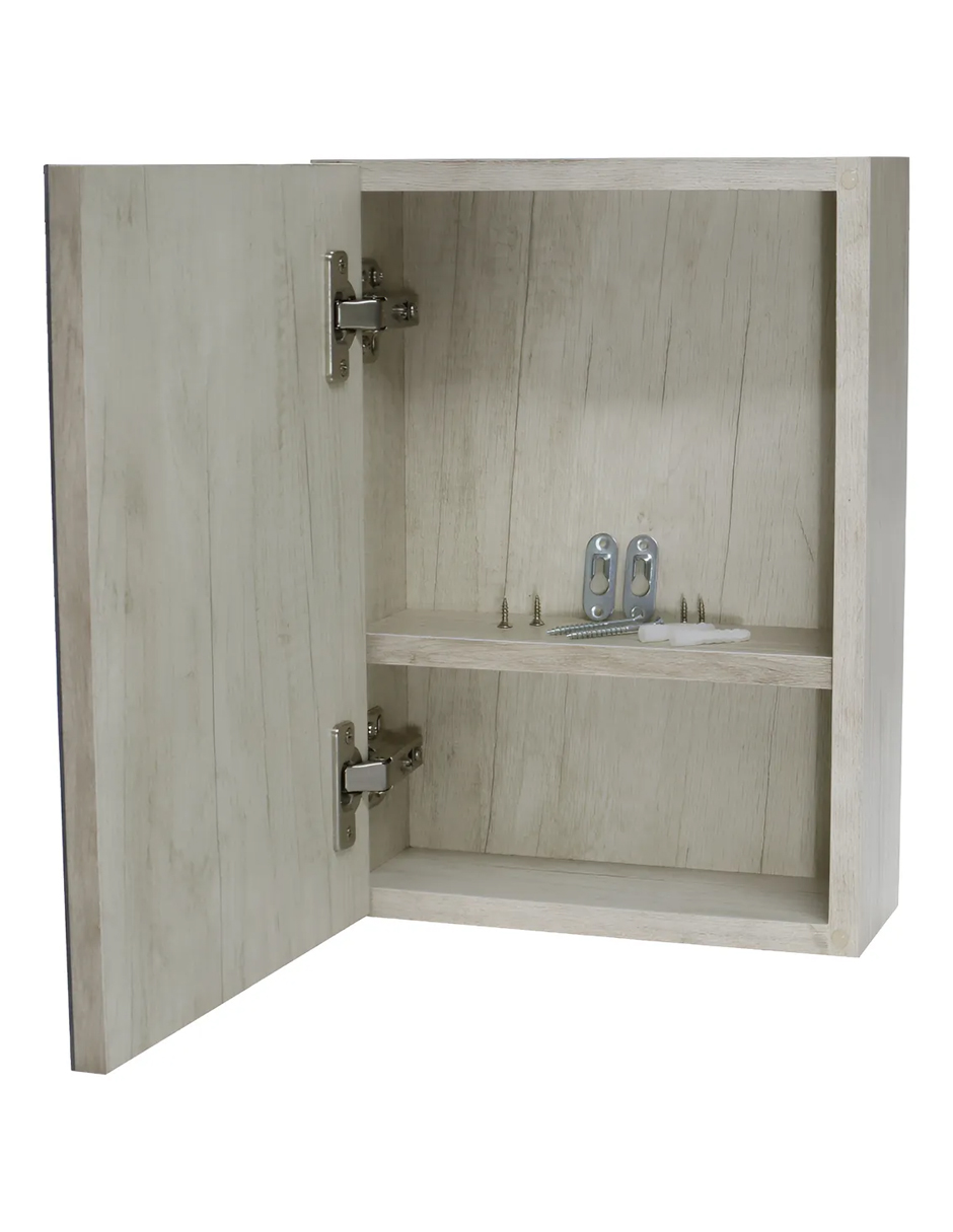 Botiquin Repisa Mdf 40cm Pared Organizador Baño Espejo Gris
