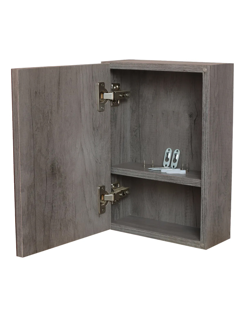 Botiquin Repisa Mdf 40cm Pared Organizador Baño Espejo Gris Oxford