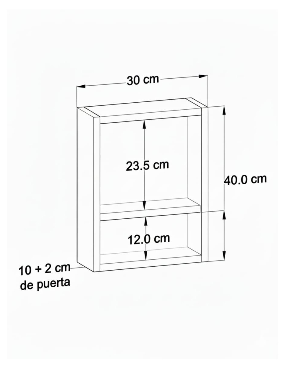 Foto 4 | Botiquin Repisa Mdf 40cm Pared Organizador Baño Espejo Blanco