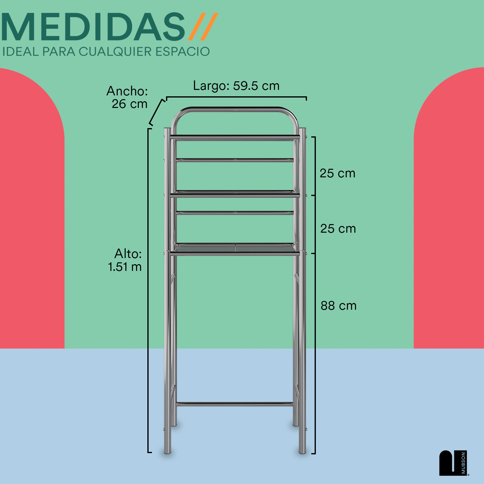 Foto 5 | Estante de Baño Mubson Clin color Plata con 3 Repisas