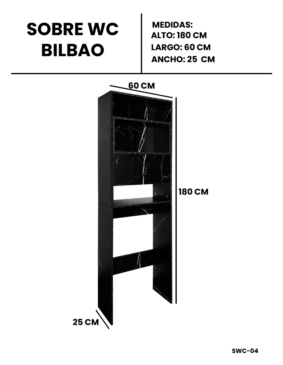 Foto 9 pulgar | Mueble Organizador para Baño 180 x 60 x 25 cm de Melamina