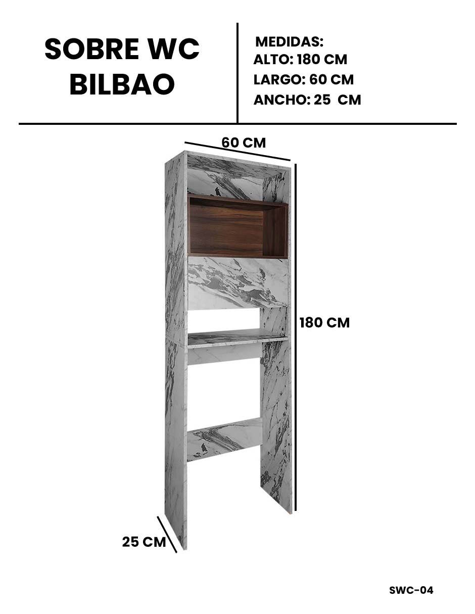 Foto 8 pulgar | Mueble Organizador de Baño Modelo Bilbao 180 x 60 x 25 cm