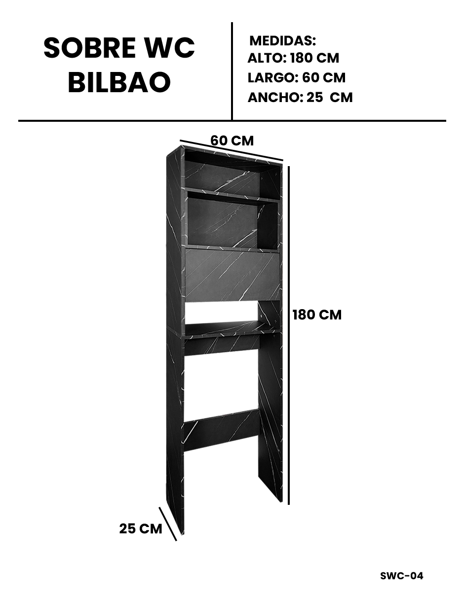 Foto 9 pulgar | Mueble Organizador Gabinete de Baño Modelo Bilbao 180 x 60 x 25 cm Melamina Gris