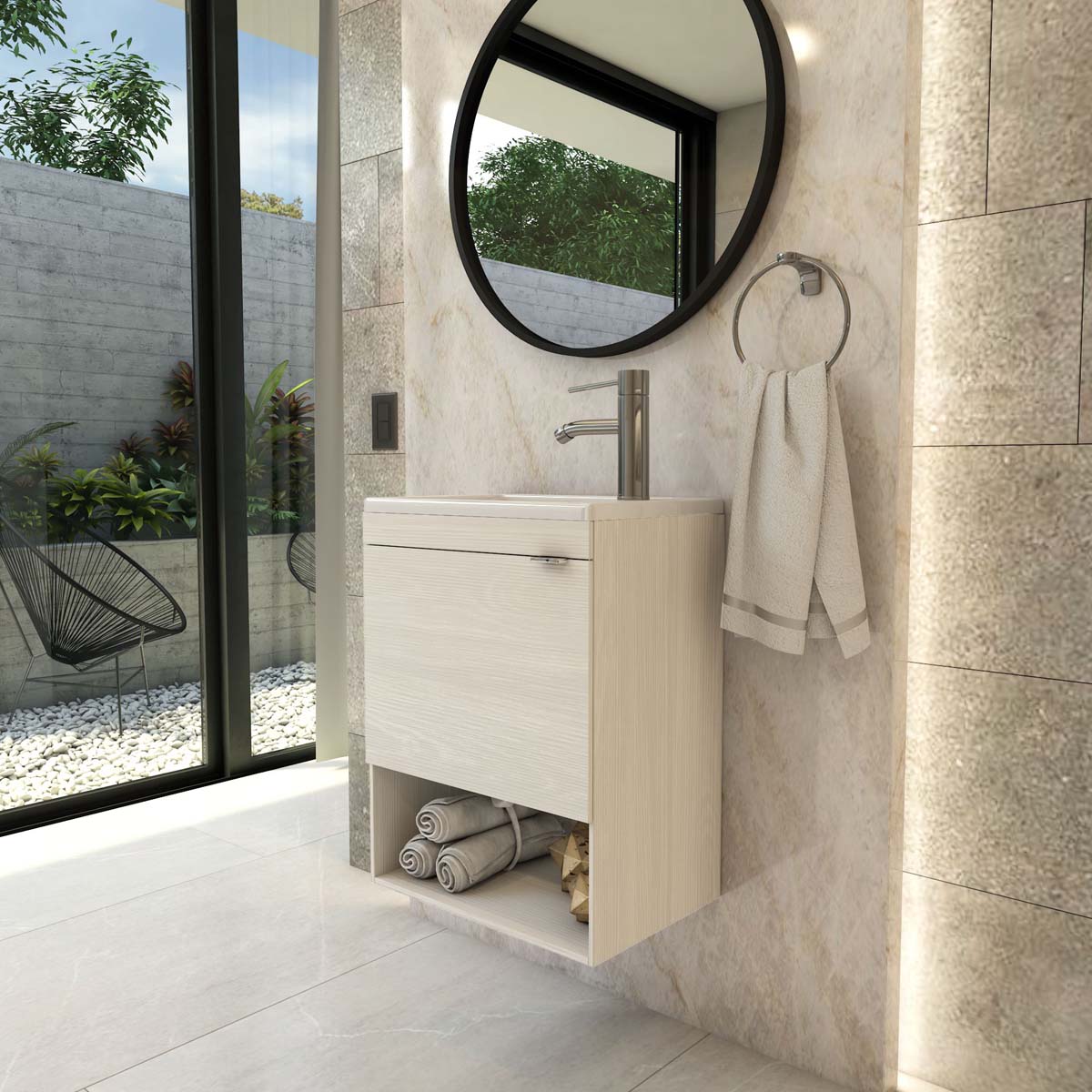 Foto 5 pulgar | Esatto  Mueble Baño Pequeño Bleu Lavabo Llave Desagües