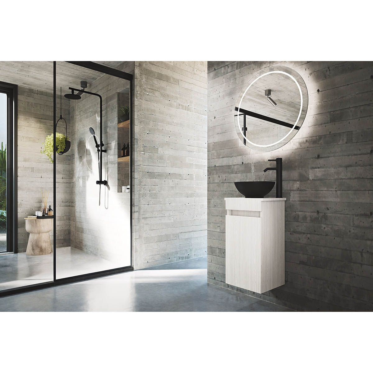 Foto 3 pulgar | Esatto  Mueble Baño Pequeño Bein Siberia Nero N Lavabo Llave Desagües