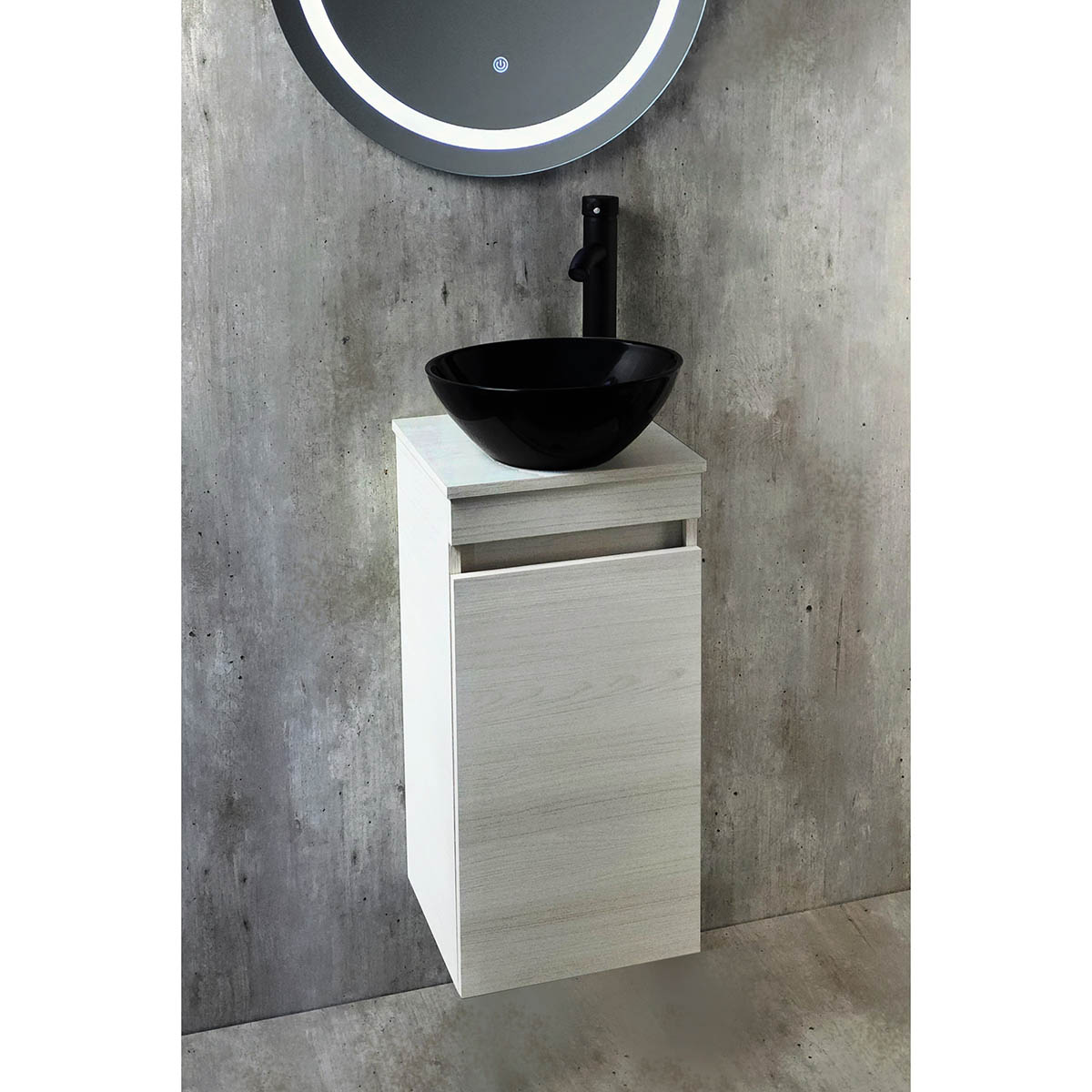 Foto 4 pulgar | Esatto  Mueble Baño Pequeño Bein Siberia Nero N Lavabo Llave Desagües