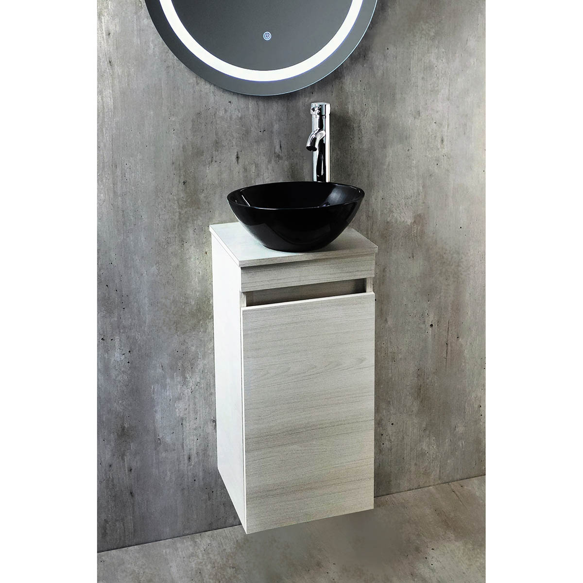 Foto 4 pulgar | Esatto  Mueble Baño Pequeño Bein Siberia Nero Lavabo Llave Desagües