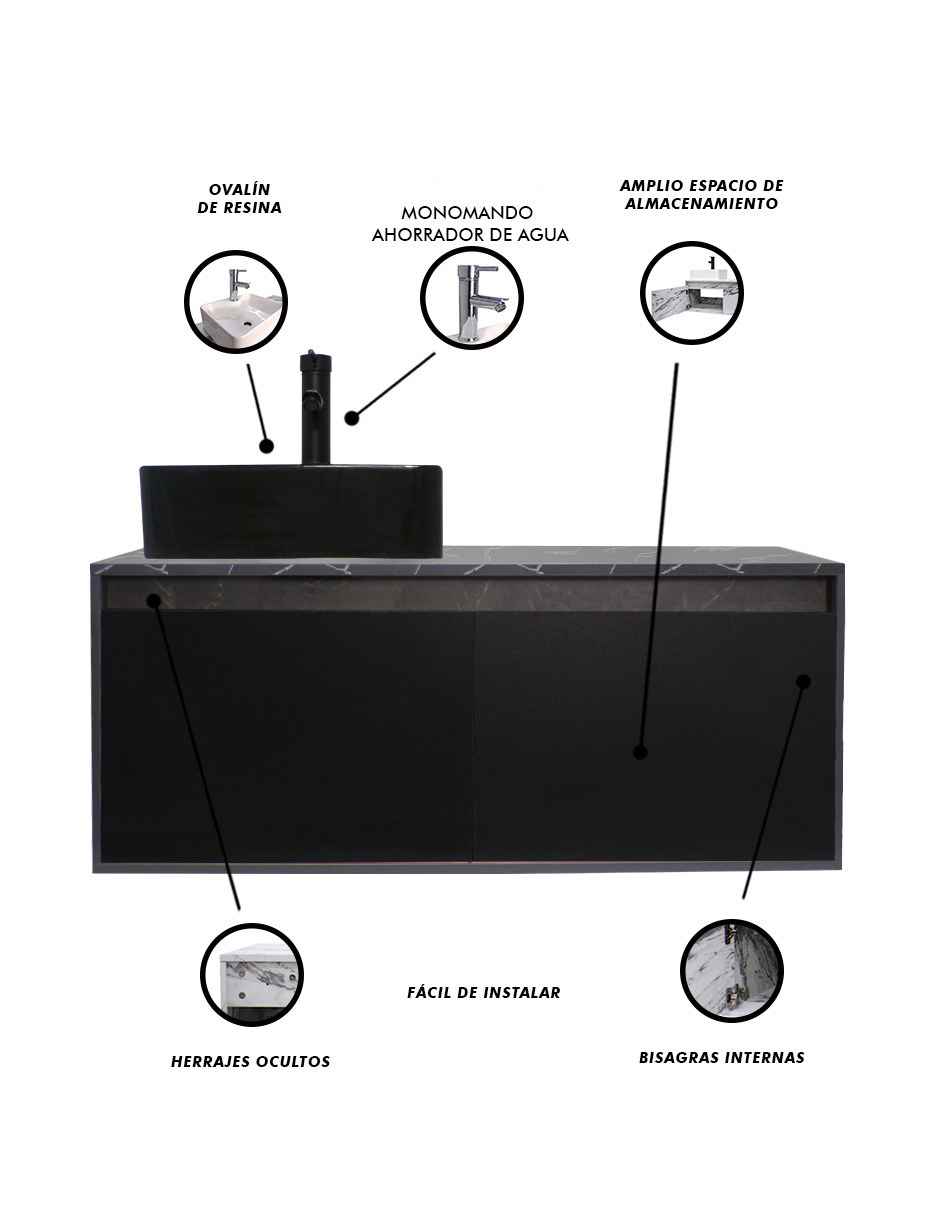 Foto 7 pulgar | Mueble Gabinete para Baño Decomobil con Lavabo Minimalista Krabi