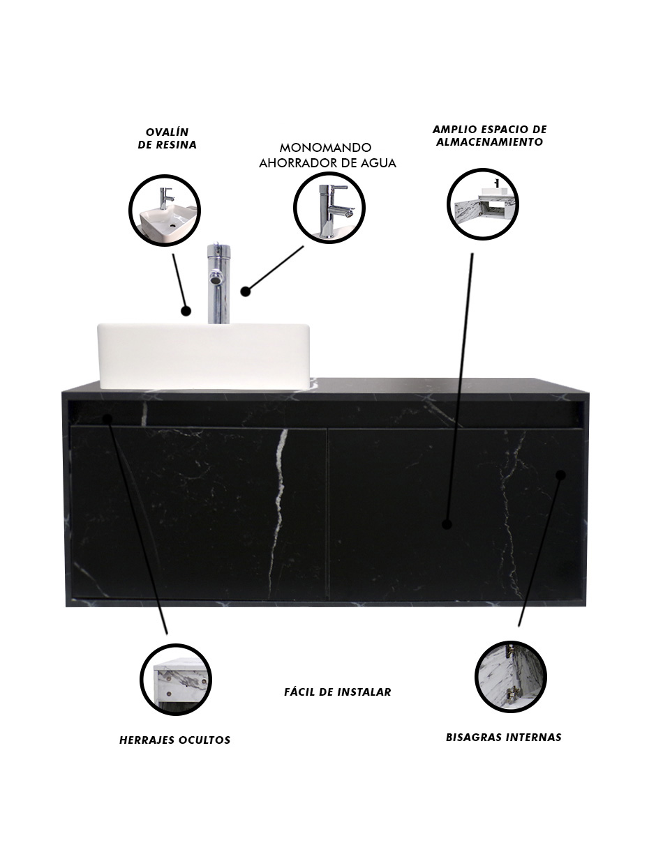 Foto 7 pulgar | Mueble Gabinete para Baño Decomobil con Lavabo Minimalista Krabi