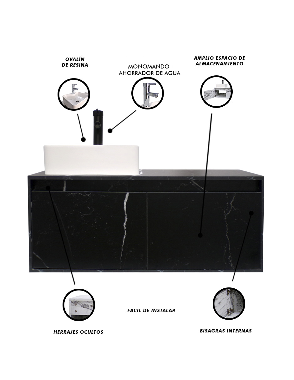 Foto 7 pulgar | Mueble Gabinete para Baño Decomobil con Lavabo Minimalista Krabi