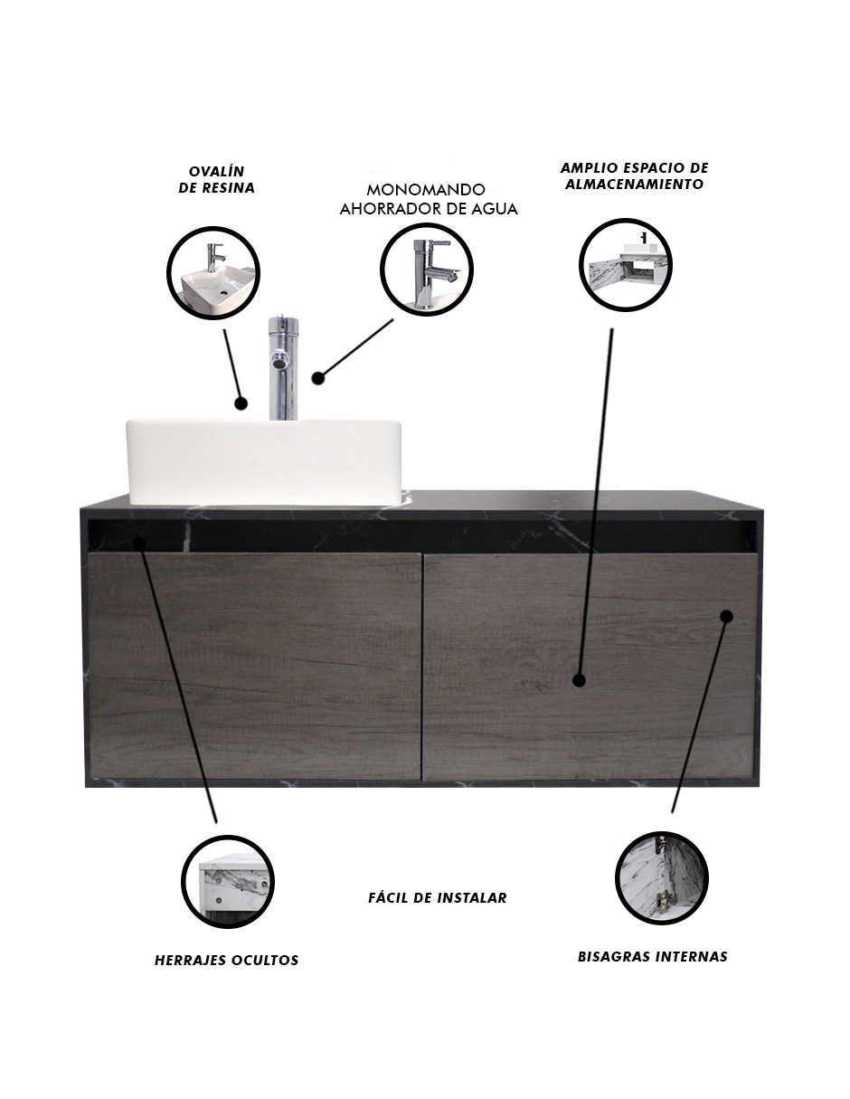 Foto 6 | Mueble Gabinete para Baño Decomobil con Lavabo Minimalista Krabi