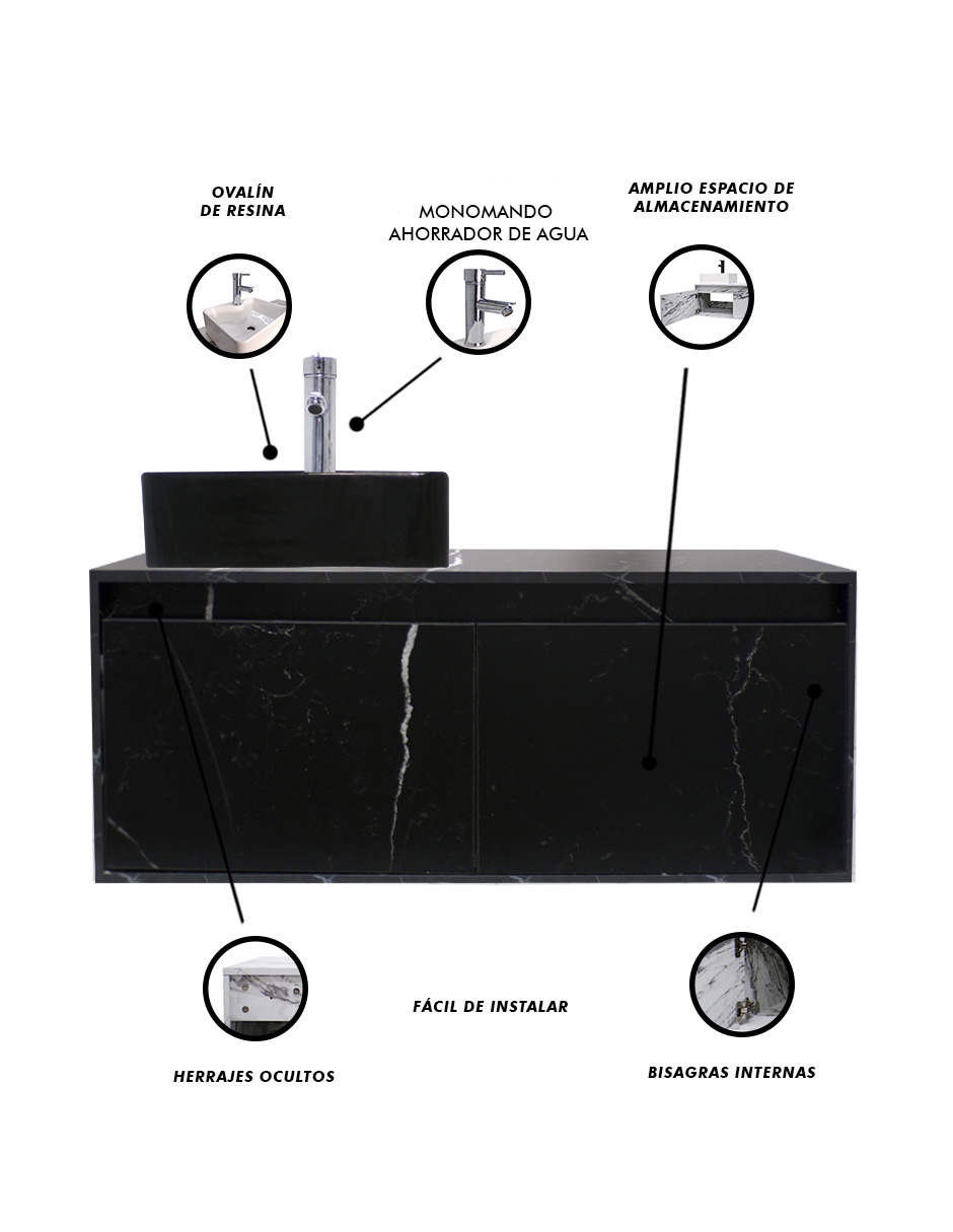 Foto 7 pulgar | Mueble Gabinete para Baño Decomobil con Lavabo Minimalista Krabi