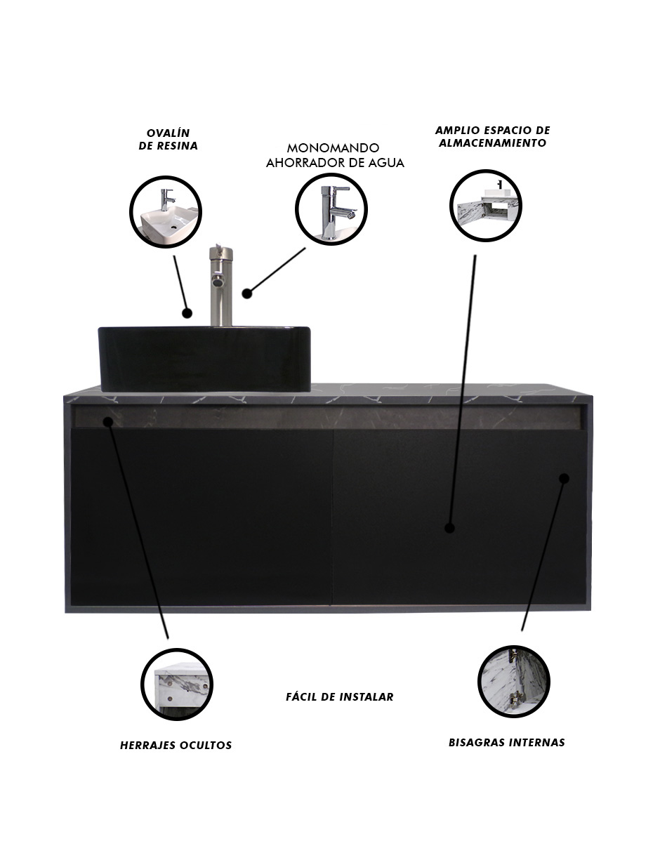 Foto 7 pulgar | Mueble Gabinete para Baño Decomobil con Lavabo Minimalista Krabi