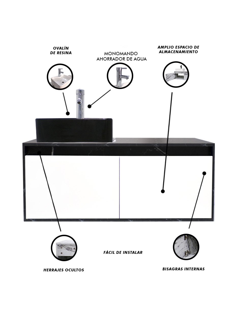 Foto 6 | Mueble Gabinete para Baño Decomobil con Lavabo Minimalista Krabi