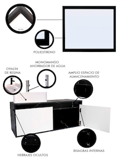 Foto 5 | Gabinete con Lavabo Decomobil y Espejo Decorativo para Baño