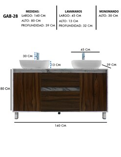 Foto 8 | Gabinete Para Baño Con Doble Lavabo Mueble Moderno De Piso Médano
