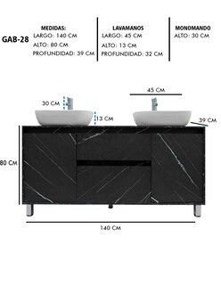 Foto 8 | Gabinete Para Baño Con Doble Lavabo Mueble Moderno De Piso Médano