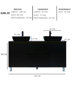 Foto 8 | Gabinete Para Baño Con Doble Lavabo Mueble Moderno De Piso Médano