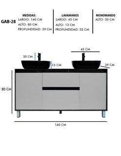 Foto 8 | Gabinete Para Baño Con Doble Lavabo Mueble Moderno De Piso Médano