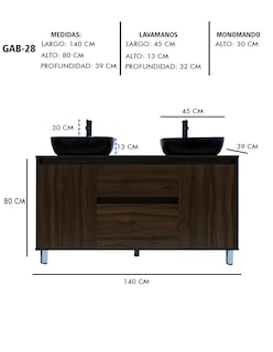 Foto 8 | Gabinete Para Baño Con Doble Lavabo Mueble Moderno De Piso Médano