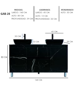 Foto 8 | Gabinete Para Baño Con Doble Lavabo Mueble Moderno De Piso Médano