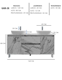 Foto 8 | Gabinete Para Baño Con Doble Lavabo Mueble Moderno De Piso Médano