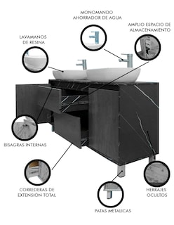 Foto 3 | Gabinete Para Baño Con Doble Lavabo Mueble Moderno De Piso Médano