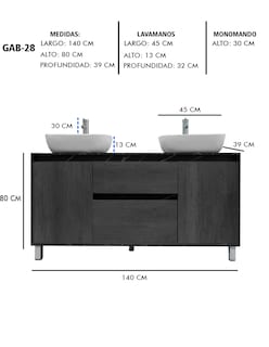 Foto 8 | Gabinete Para Baño Con Doble Lavabo Mueble Moderno De Piso Médano