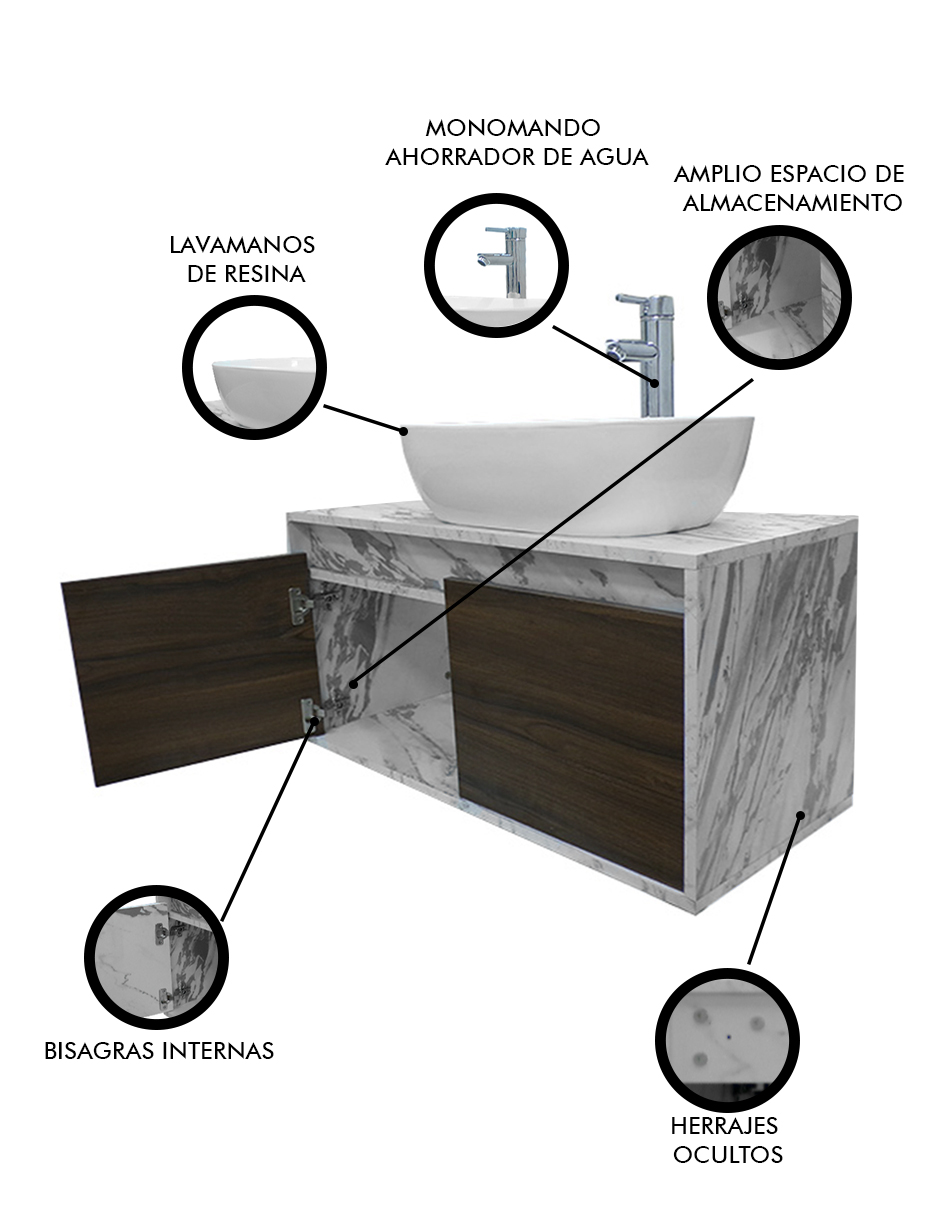 Foto 4 pulgar | Gabinete Para Baño  Con Lavabo Y Monomando Simone