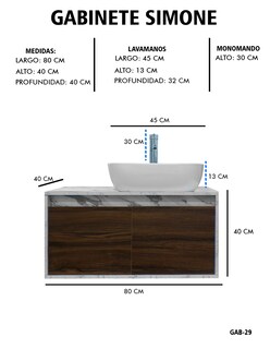 Foto 8 | Gabinete Para Baño Con Lavabo Y Monomando Simone
