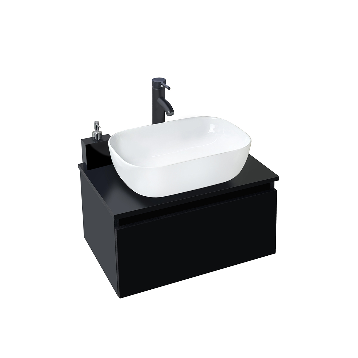 Foto 2 pulgar | Esatto Muble Para Baño Moderno Astra Negro Con Lavabo Blanco Llave Negra Listo Para Instalar